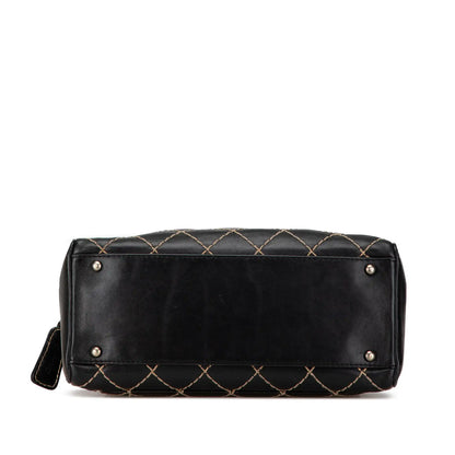 Black Chanel CC Wild Stitch Lambskin Handbag