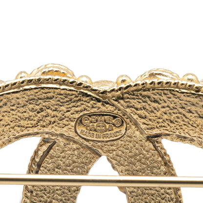 Gold Chanel Gold Plated CC Crystal Brooch
