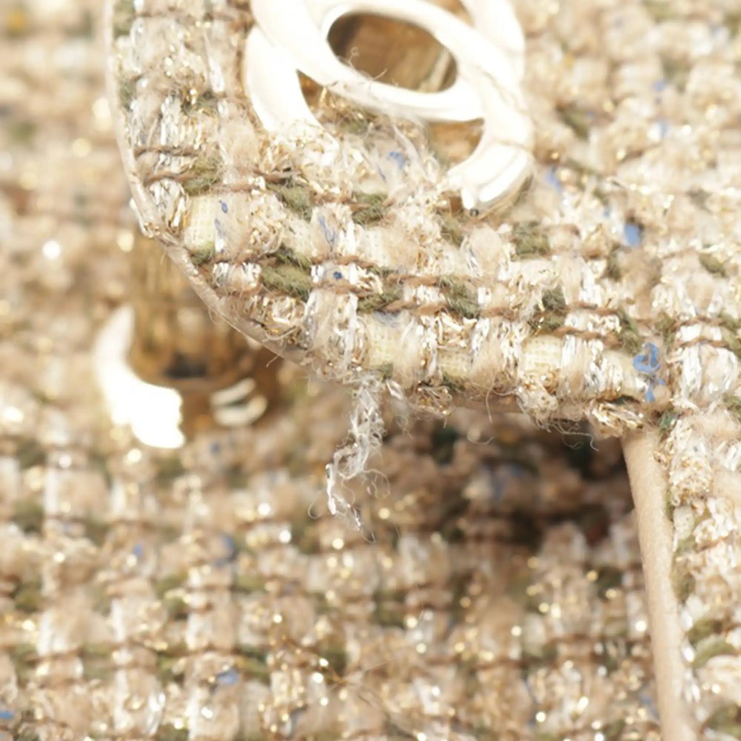 Beige Chanel Mini Rectangular Classic Tweed Single Flap Crossbody Bag