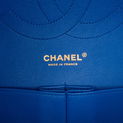 Blue Chanel Jumbo Classic Lambskin Double Flap Shoulder Bag
