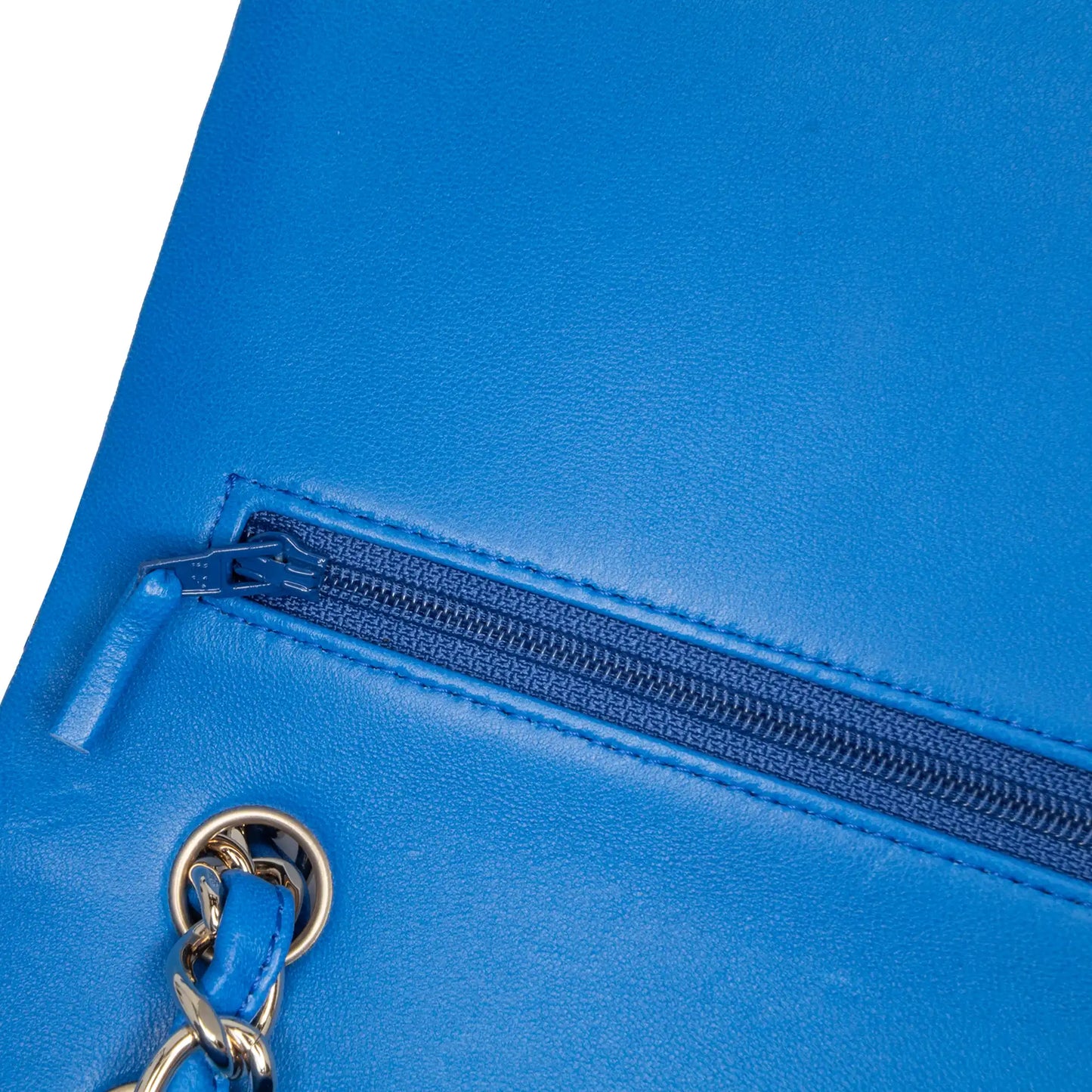 Blue Chanel Jumbo Classic Lambskin Double Flap Shoulder Bag