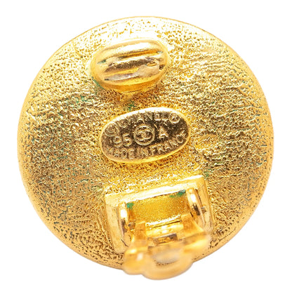Gold Chanel Gold Plated CC Round Clip on Earrings