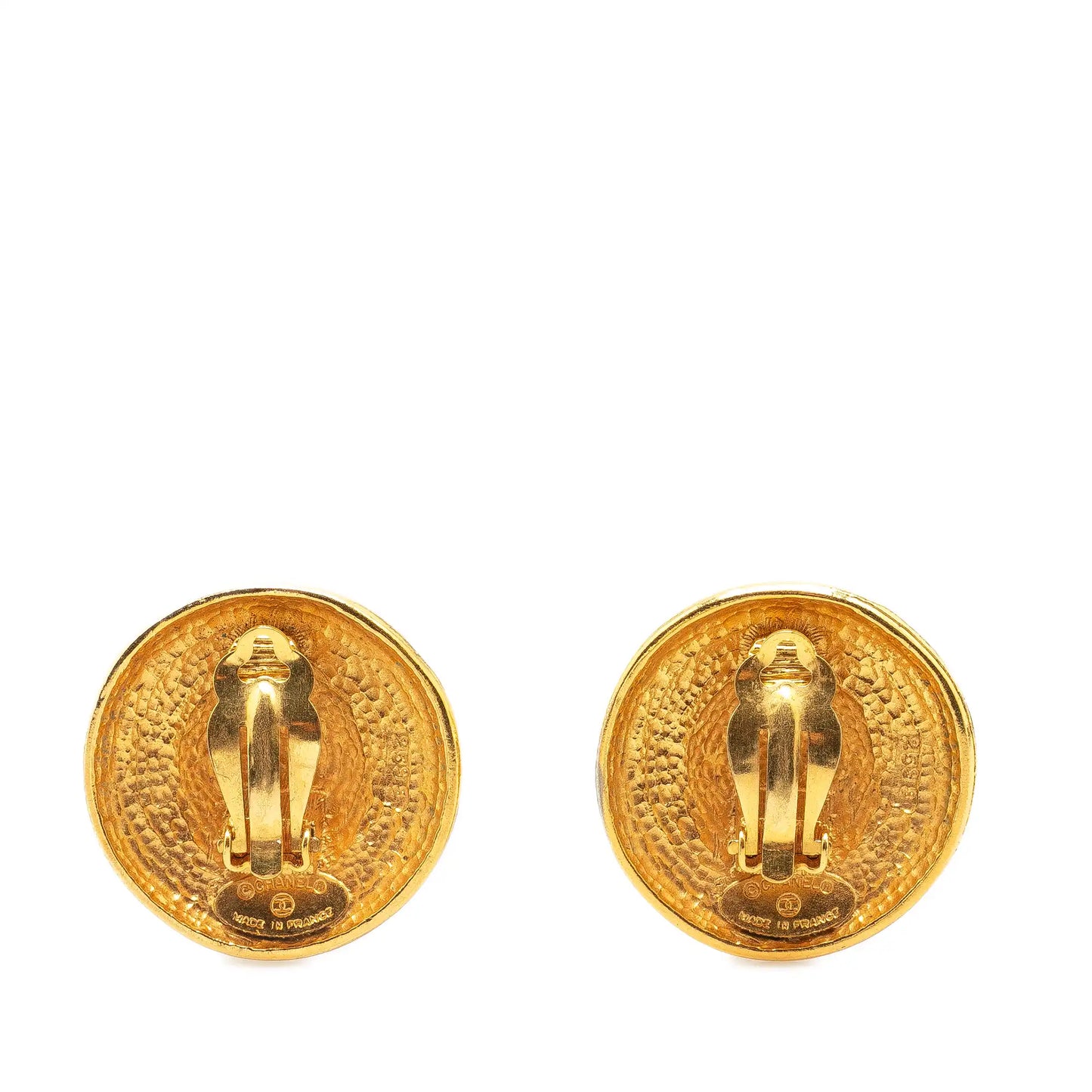 Gold Chanel Gold Plated Round Clip on Earrings