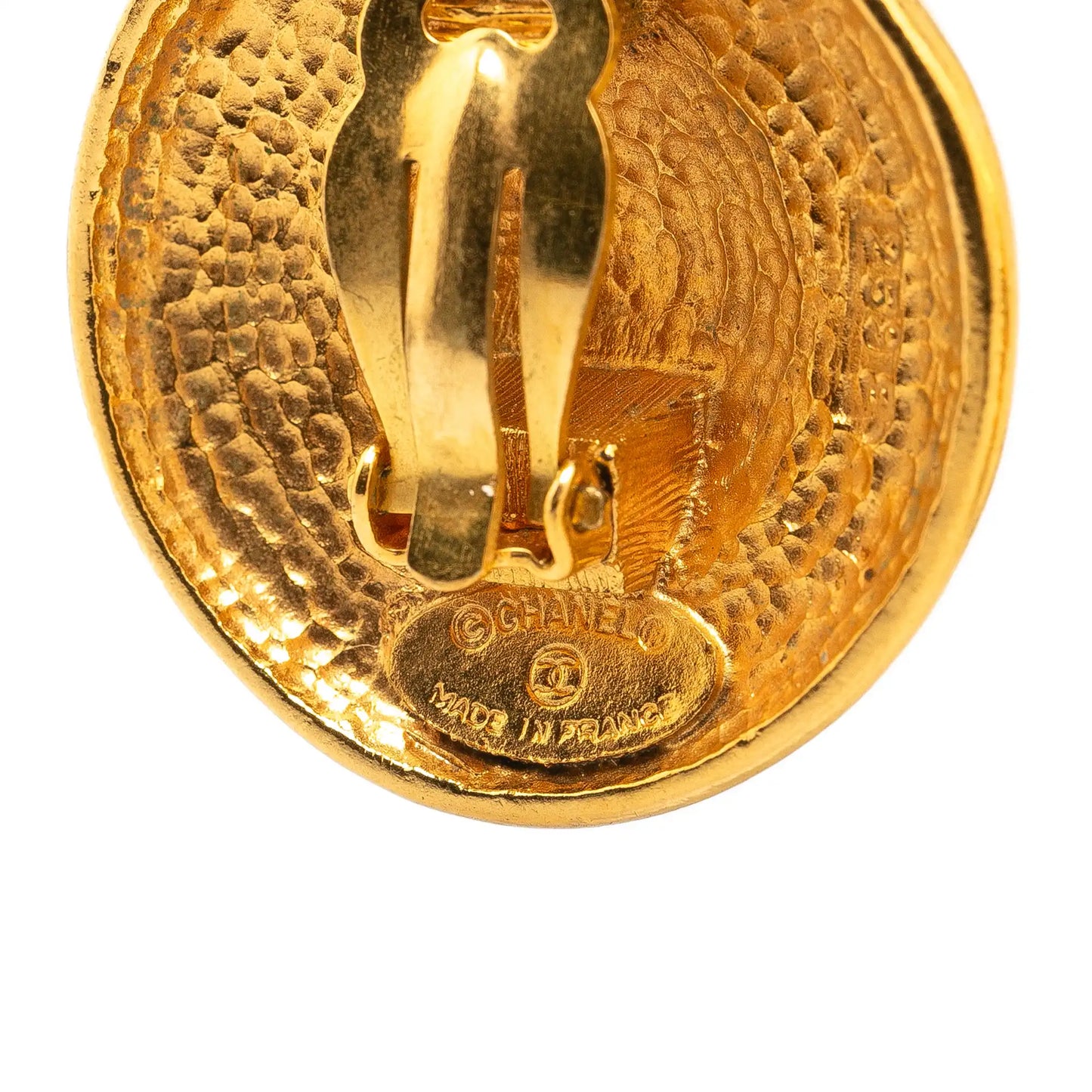 Gold Chanel Gold Plated Round Clip on Earrings