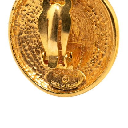 Gold Chanel Gold Plated Round Clip on Earrings