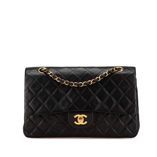 Black Chanel Medium Classic Lambskin Double Flap Shoulder Bag