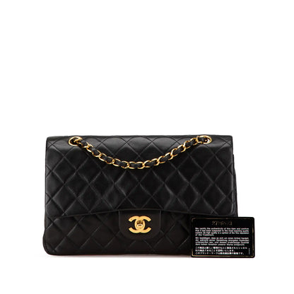 Black Chanel Medium Classic Lambskin Double Flap Shoulder Bag