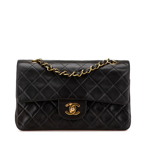 Black Chanel Small Classic Lambskin Double Flap Shoulder Bag