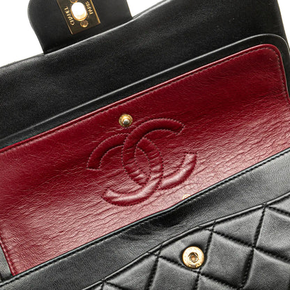 Black Chanel Small Classic Lambskin Double Flap Shoulder Bag