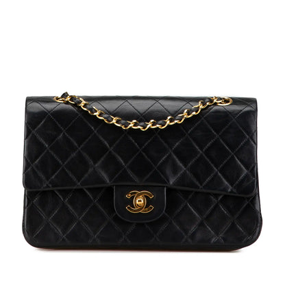 Black Chanel Medium Classic Lambskin Double Flap Shoulder Bag
