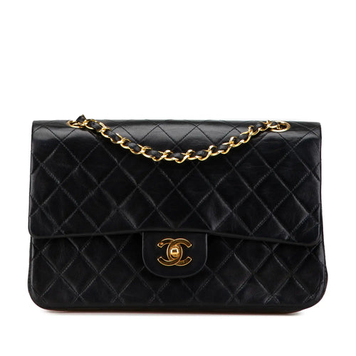 Black Chanel Medium Classic Lambskin Double Flap Shoulder Bag