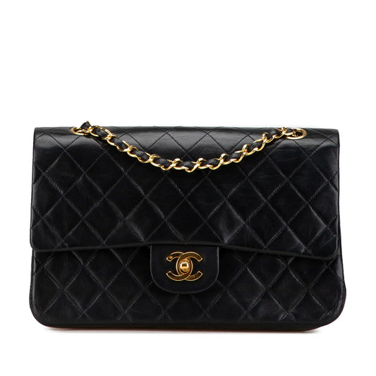 Black Chanel Medium Classic Lambskin Double Flap Shoulder Bag