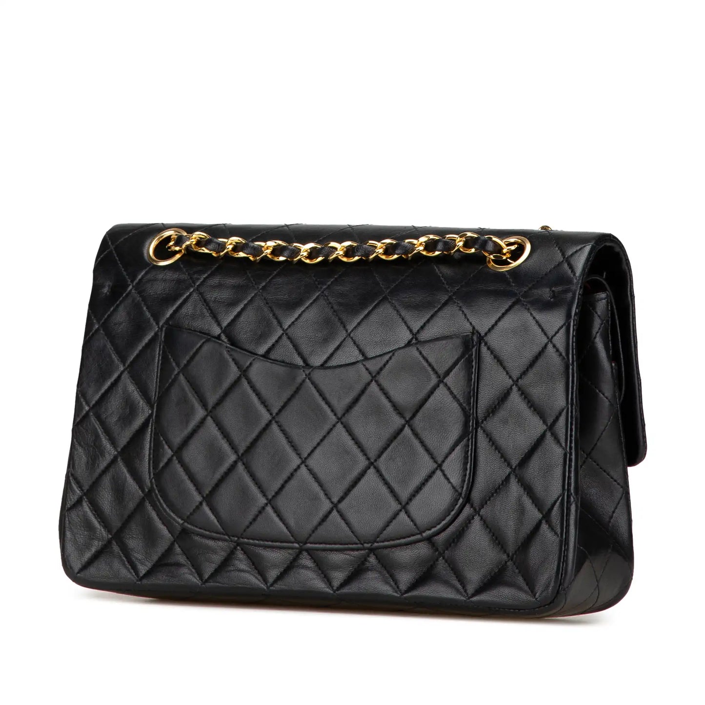 Black Chanel Medium Classic Lambskin Double Flap Shoulder Bag