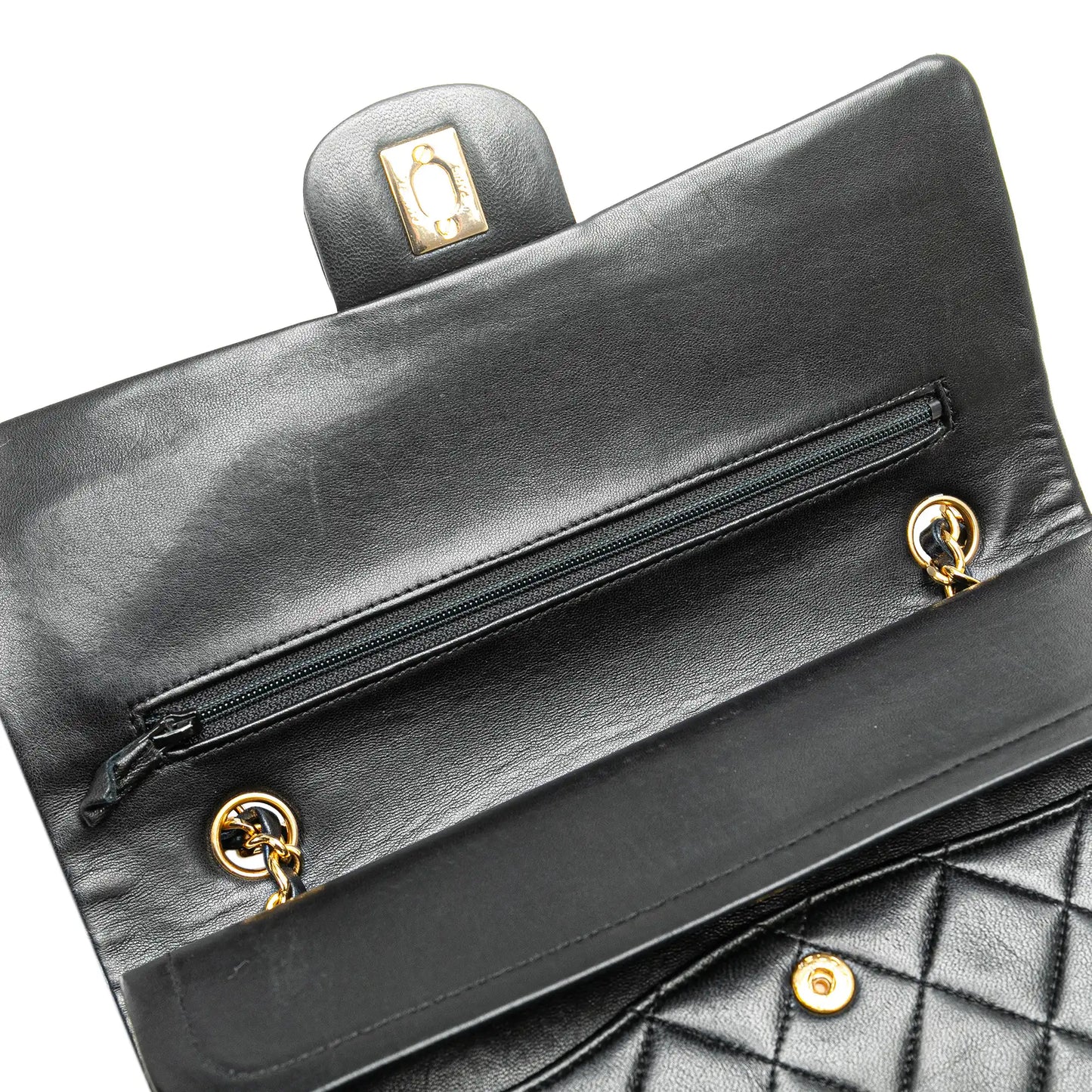 Black Chanel Medium Classic Lambskin Double Flap Shoulder Bag