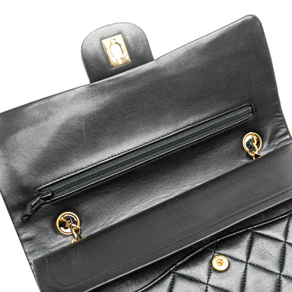 Black Chanel Medium Classic Lambskin Double Flap Shoulder Bag