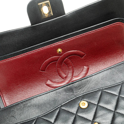 Black Chanel Medium Classic Lambskin Double Flap Shoulder Bag