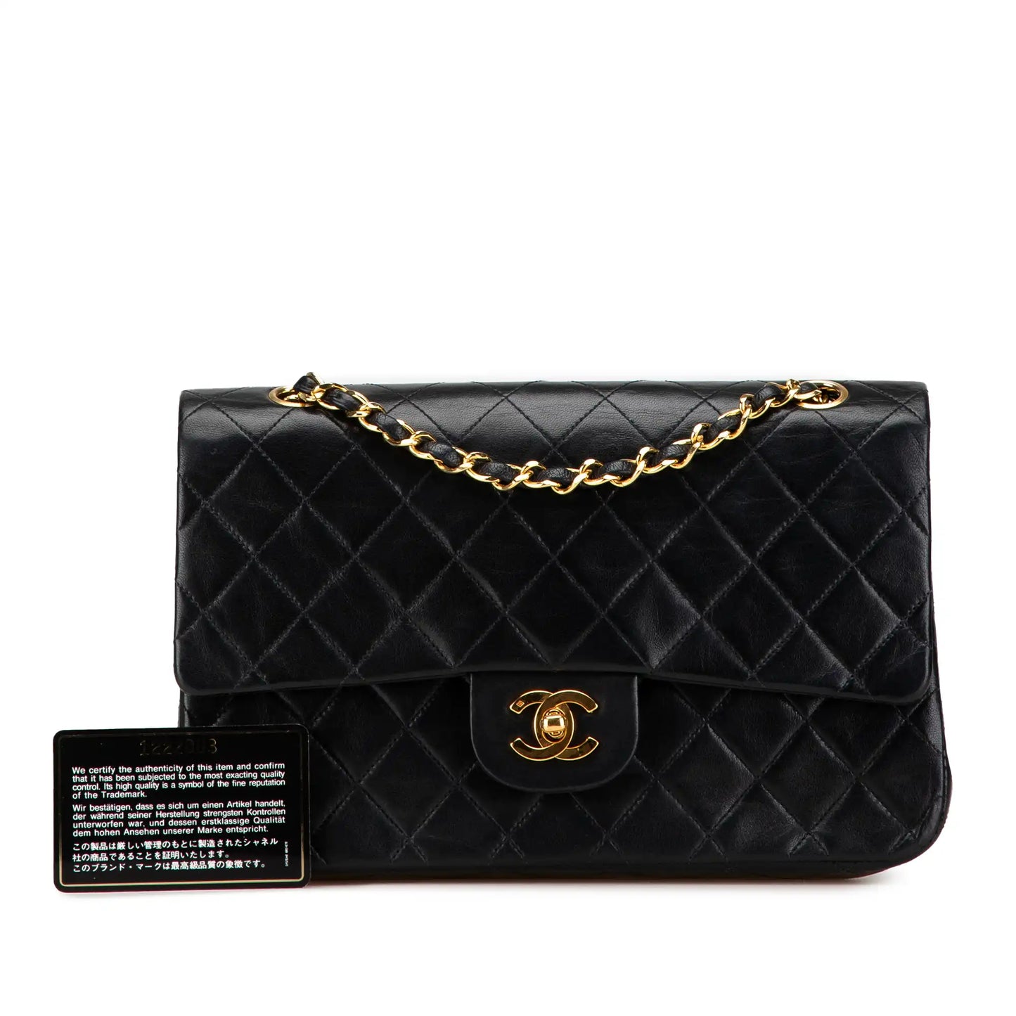 Black Chanel Medium Classic Lambskin Double Flap Shoulder Bag