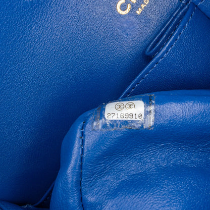 Blue Chanel Medium Classic Chevron Lambskin Double Flap Shoulder Bag