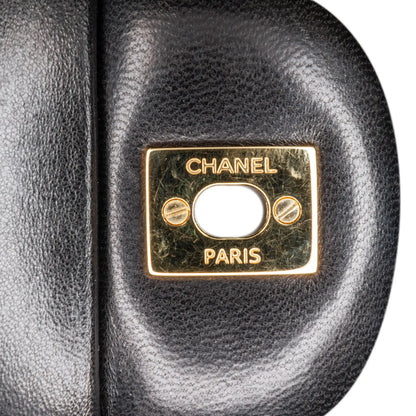 Black Chanel Jumbo Classic Lambskin Double Flap Shoulder Bag