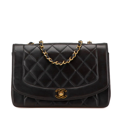 Black Chanel Medium Lambskin Diana Flap Crossbody Bag