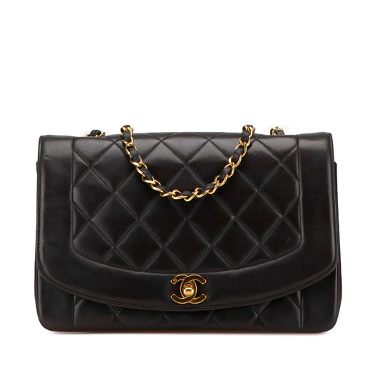 Black Chanel Medium Lambskin Diana Flap Crossbody Bag