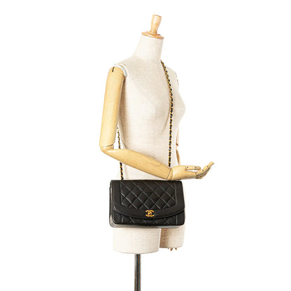 Black Chanel Medium Lambskin Diana Flap Crossbody Bag