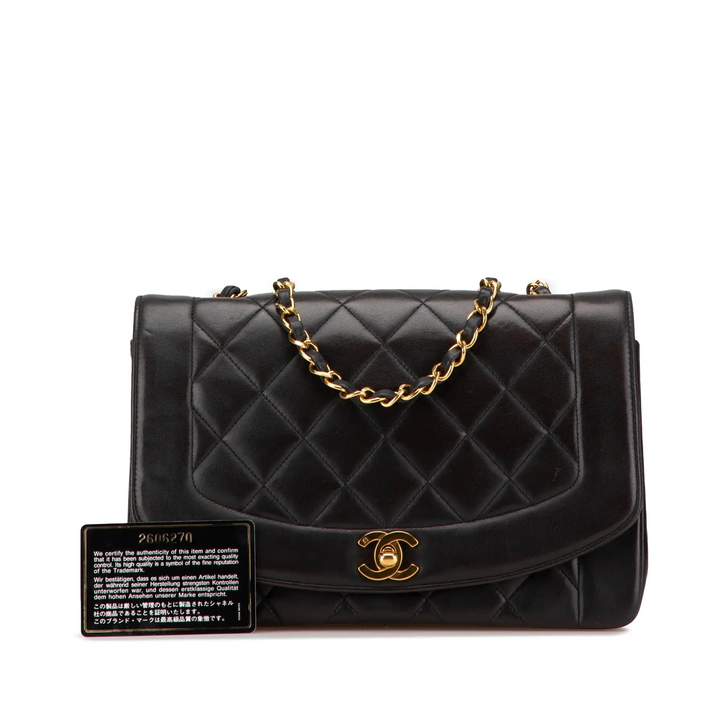 Black Chanel Medium Lambskin Diana Flap Crossbody Bag