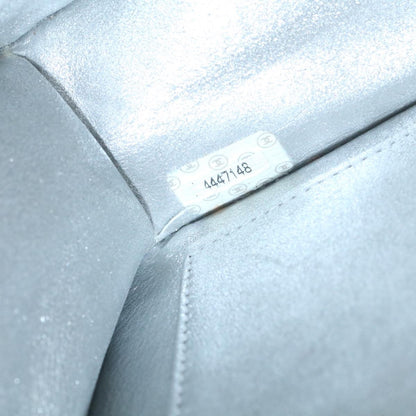 CHANEL Clutch Bag Leather Silver CC 26857A
