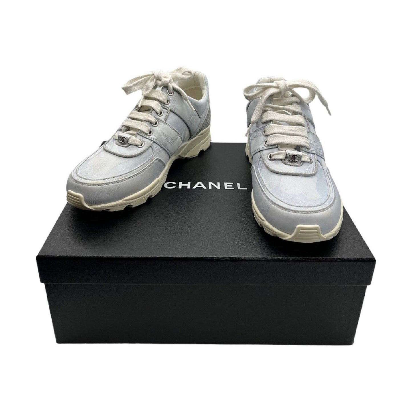 Chanel CC Low-Top Sneakers Sky Blue Sz 37