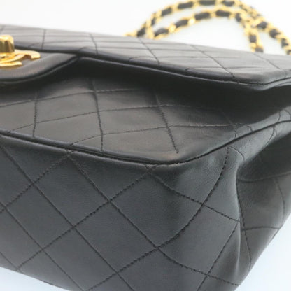 CHANEL Classic Matelasse 25 Chain Flap Shoulder Bag Lamb Skin Black 27848A