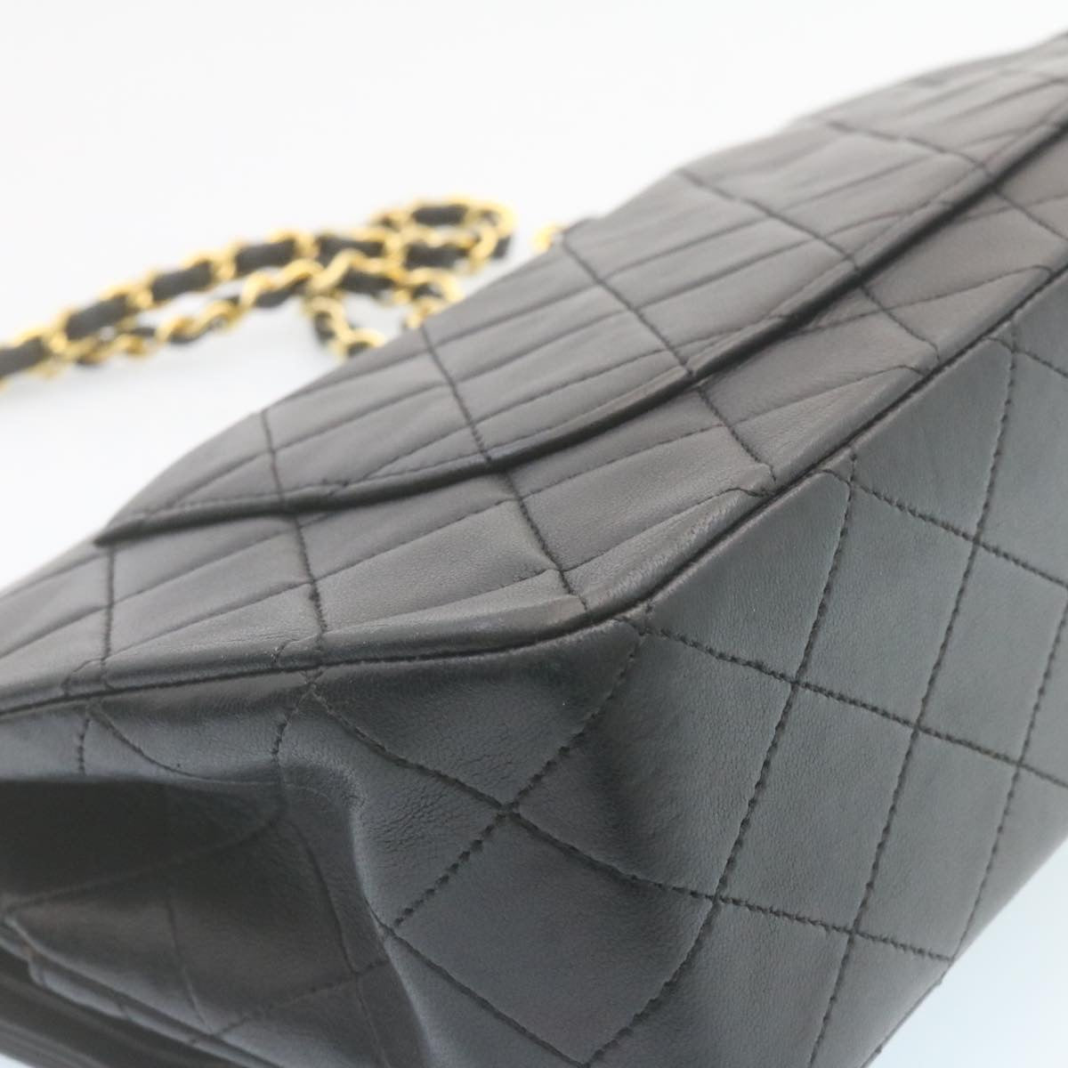 CHANEL Classic Matelasse 25 Chain Flap Shoulder Bag Lamb Skin Black 27848A