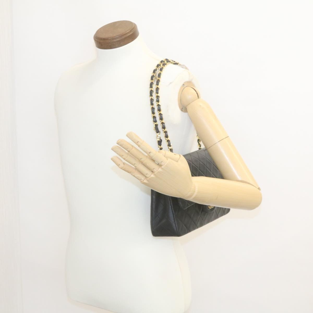 CHANEL Classic Matelasse 25 Chain Flap Shoulder Bag Lamb Skin Black 27848A