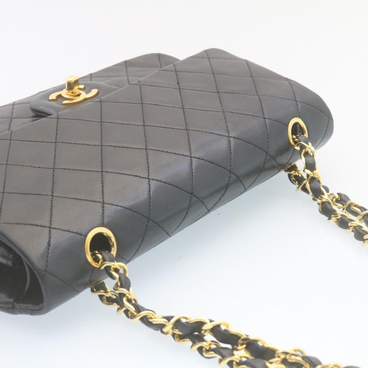 CHANEL Classic Matelasse 25 Chain Flap Shoulder Bag Lamb Skin Black 27848A