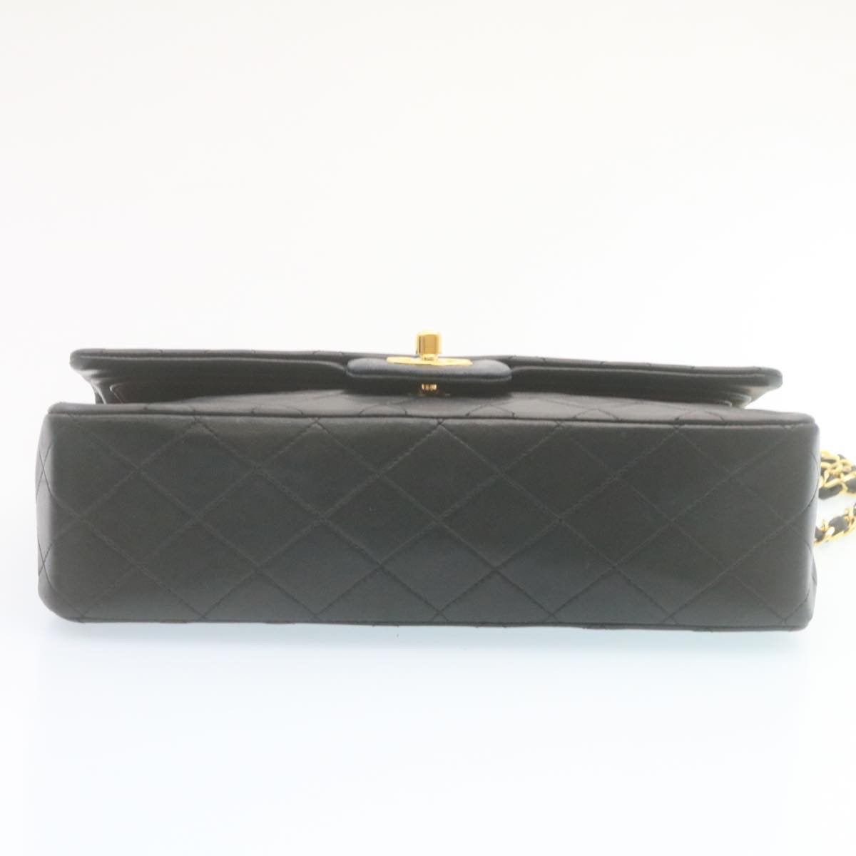 CHANEL Classic Matelasse 25 Chain Flap Shoulder Bag Lamb Skin Black 27848A
