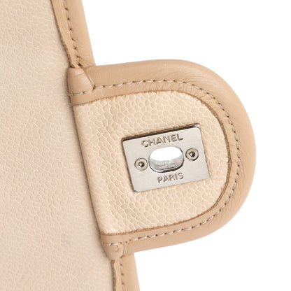 Beige Chanel Medium Caviar French Riviera Flap Shoulder Bag