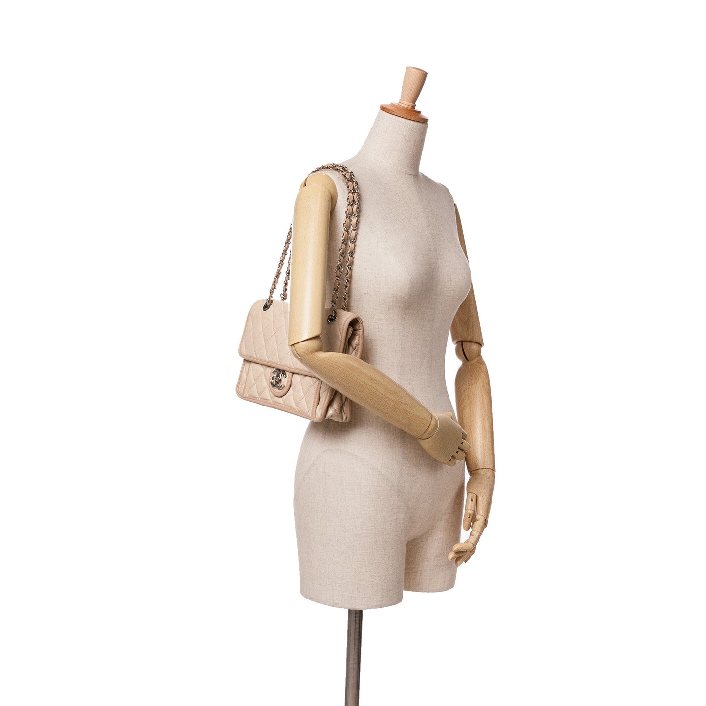 Beige Chanel Medium Caviar French Riviera Flap Shoulder Bag