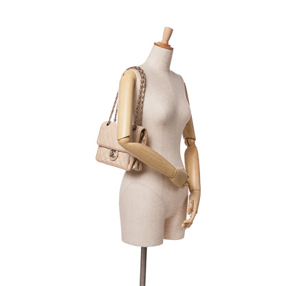 Beige Chanel Medium Caviar French Riviera Flap Shoulder Bag