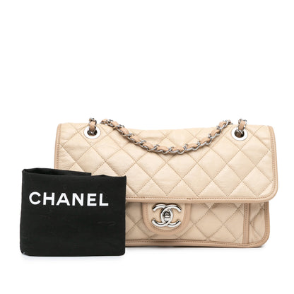 Beige Chanel Medium Caviar French Riviera Flap Shoulder Bag