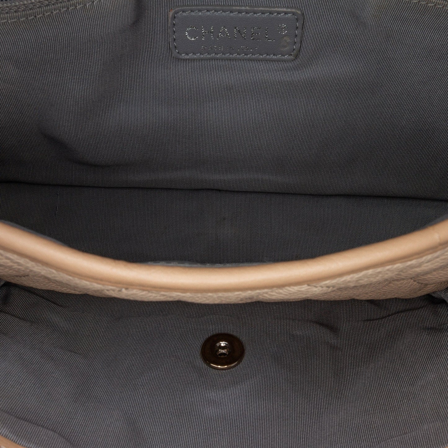 Beige Chanel Medium Caviar French Riviera Flap Shoulder Bag
