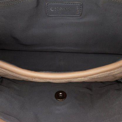 Beige Chanel Medium Caviar French Riviera Flap Shoulder Bag