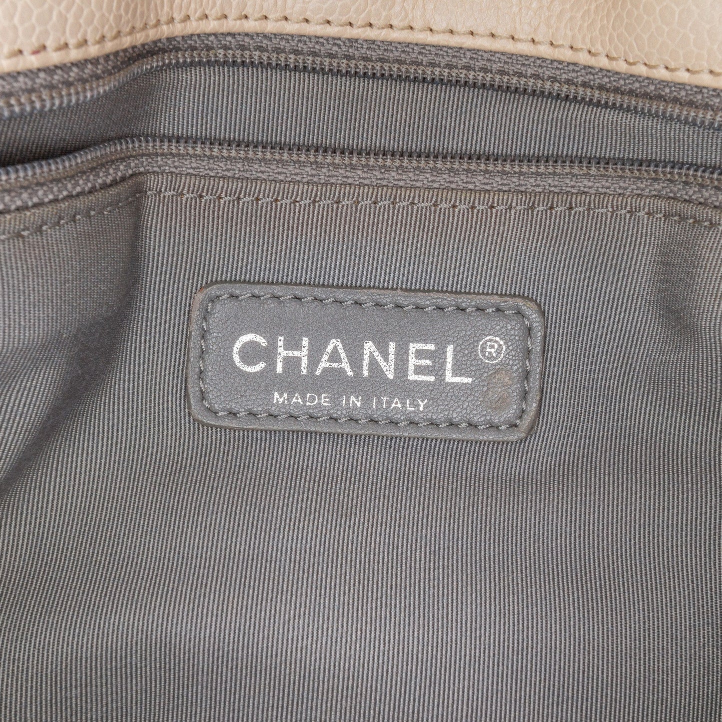 Beige Chanel Medium Caviar French Riviera Flap Shoulder Bag