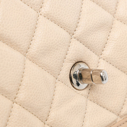 Beige Chanel Medium Caviar French Riviera Flap Shoulder Bag