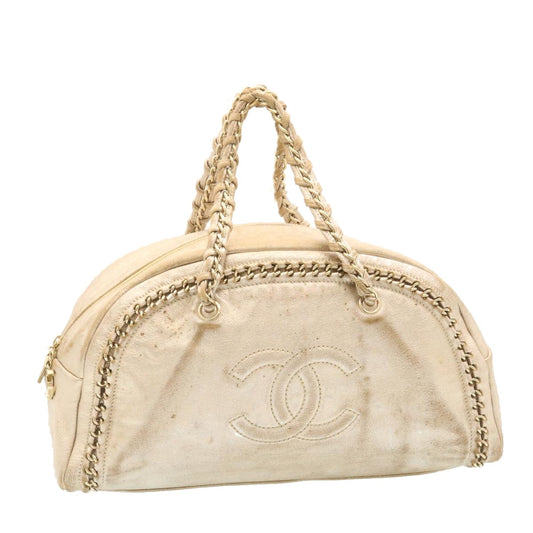 CHANEL Caviar Skin Tote Bag Leather White CC 28380A