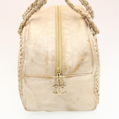 CHANEL Caviar Skin Tote Bag Leather White CC 28380A