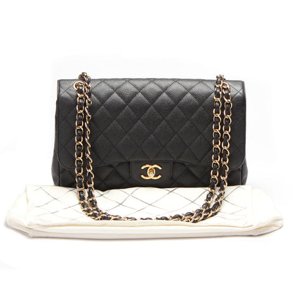 Chanel Caviar Jumbo Classic Double Flap Bag Leather Shoulder Bag in Great Condition