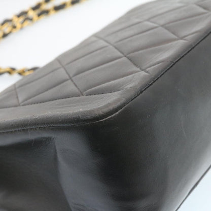 CHANEL Chain Turn Lock Diana Matelasse Shoulder Bag Lamb Skin Black 28470A
