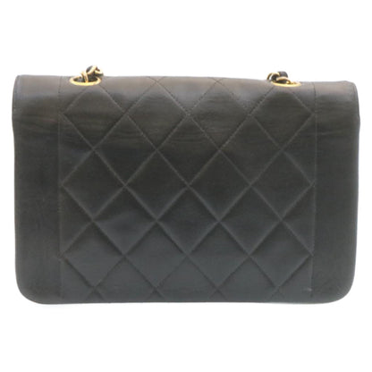 CHANEL Chain Turn Lock Diana Matelasse Shoulder Bag Lamb Skin Black 28470A