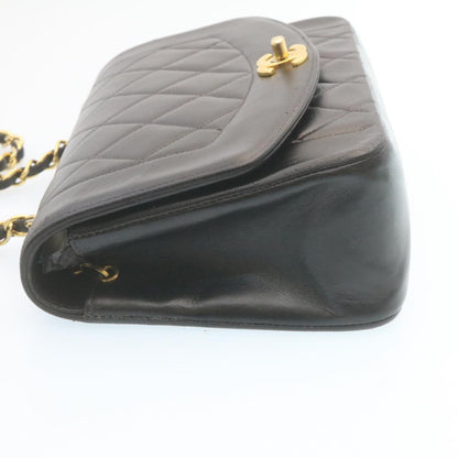 CHANEL Chain Turn Lock Diana Matelasse Shoulder Bag Lamb Skin Black 28470A