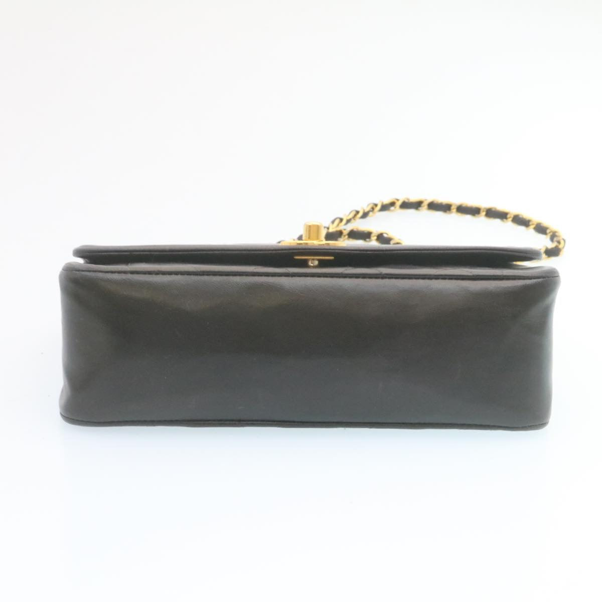 CHANEL Chain Turn Lock Diana Matelasse Shoulder Bag Lamb Skin Black 28470A