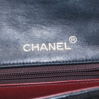 CHANEL Mini Matelasse Chain Flap Shoulder Bag Lamb Skin Black Gold 28471A